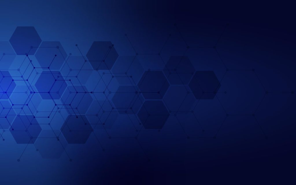 Abstract blue background with hexagonal shapes to illustrate Codasip blog post on embedded OS support