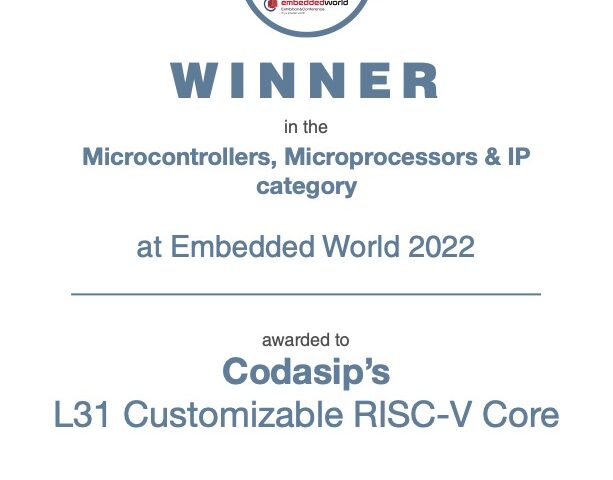 Codasip L31 EW22 award