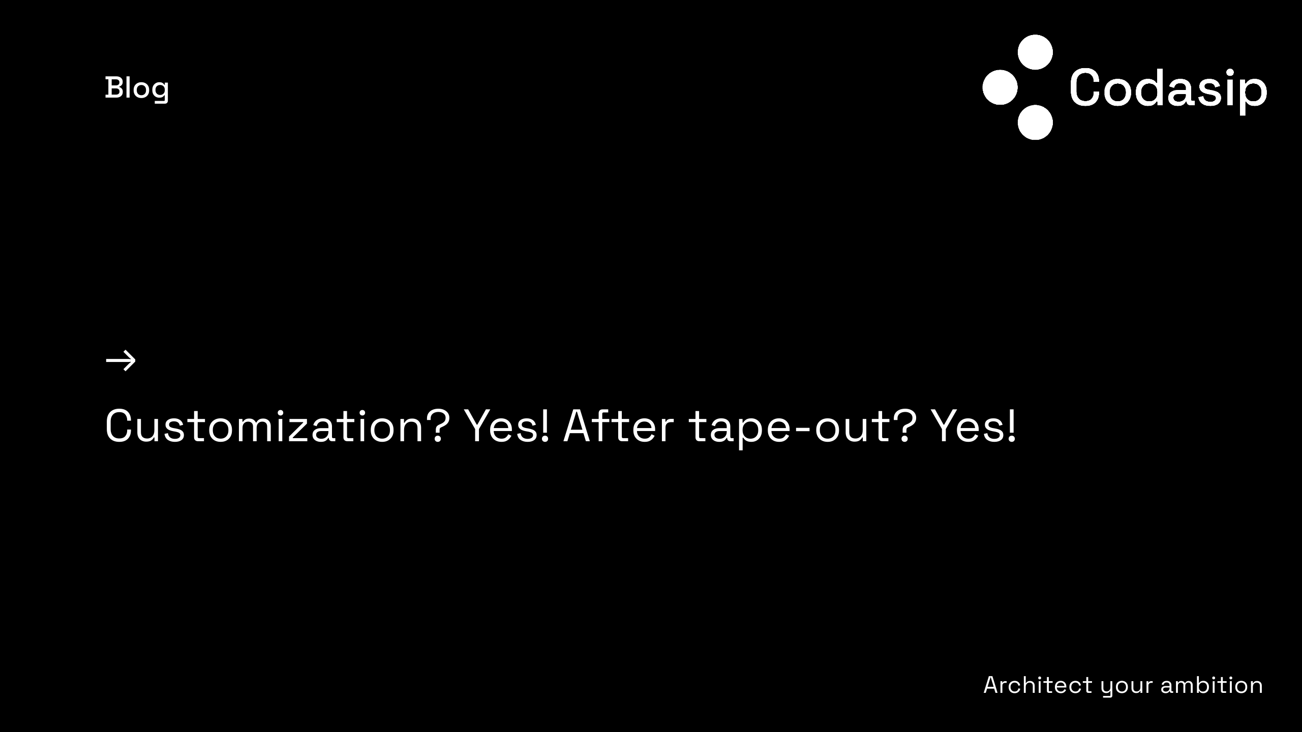 Customization? Yes! After tapeout? Yes! Codasip