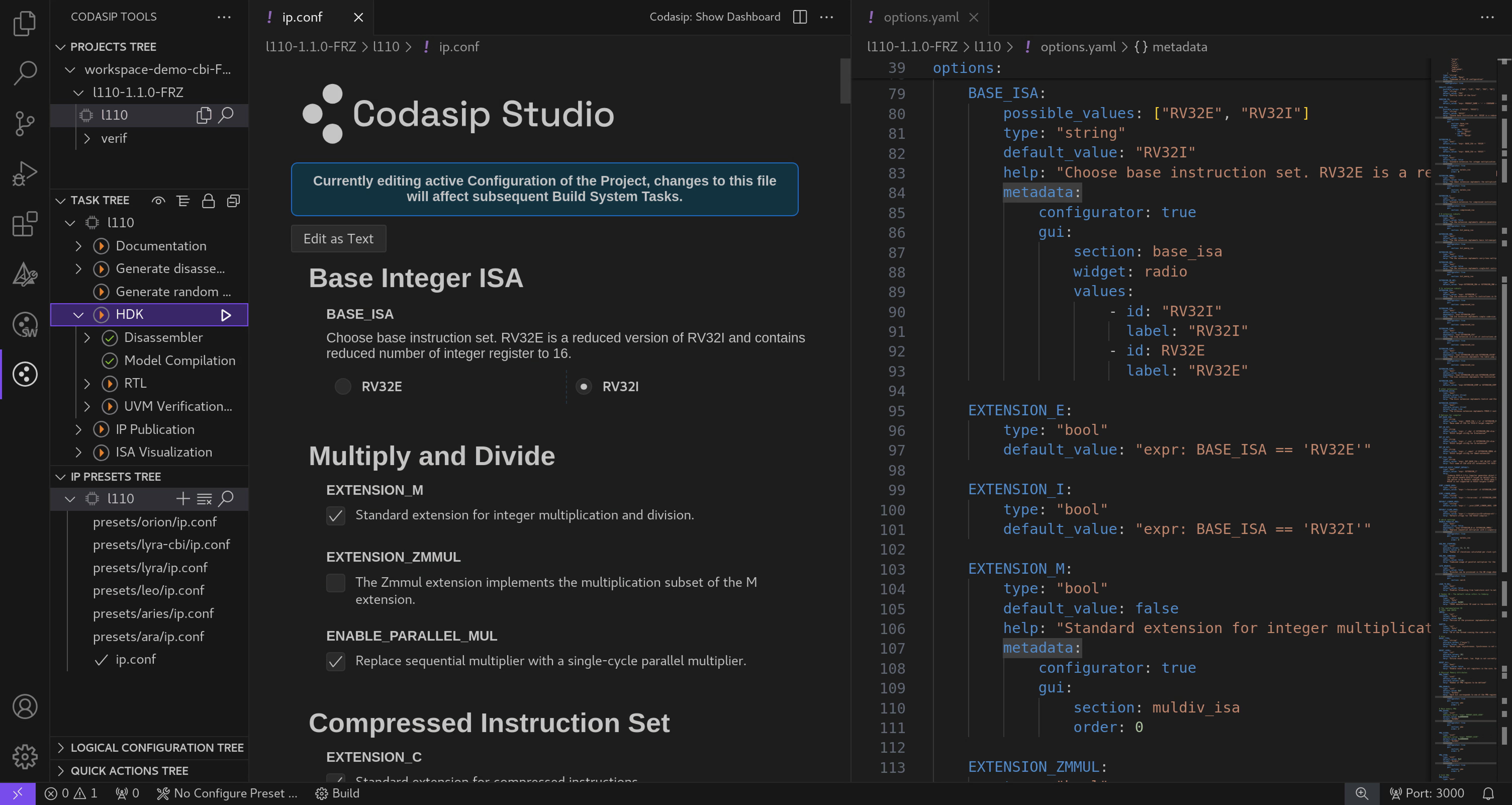 Codasip Studio processor IP configuration